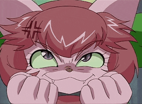 a cartoon drawing of a cat with an angry expression on her face