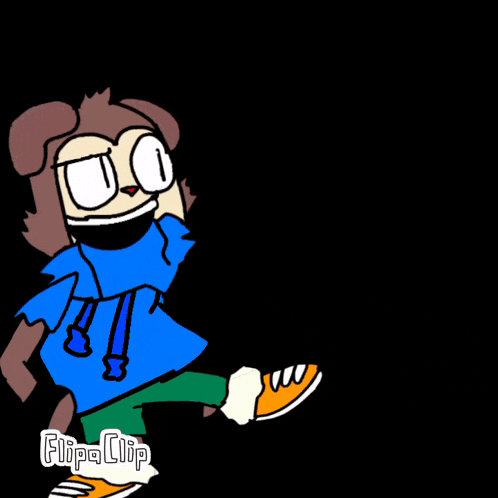a cartoon of a monkey wearing a blue sweater and green shorts