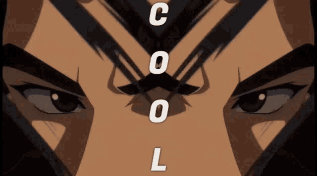 a close up of a person 's face with the letters c o and l below it