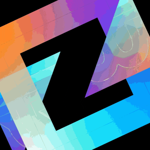 a black letter z is surrounded by a rainbow of colors