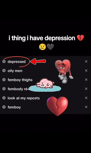 a picture of a broken heart with the words " i thing i have depression " on it