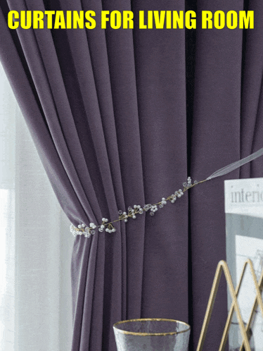 a picture of purple curtains with the words curtains for living room below it