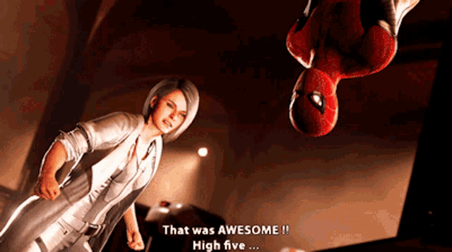 Spider Man That Was Awesome GIF - Spider Man That Was Awesome High Five GIFs
