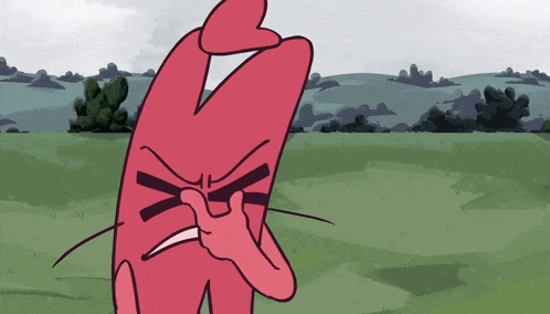 a cartoon character is covering his eyes with his hands