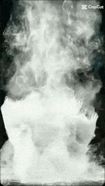 a screen shot of smoke coming out of a container with the caption capcut