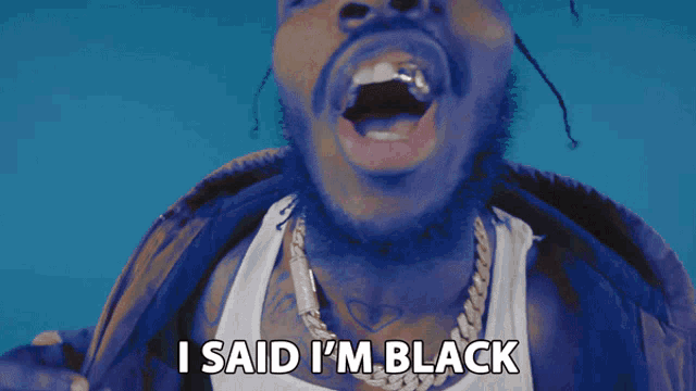 a black and purple background with the words i said i 'm black on it
