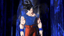 a cartoon character is standing in a dark room .