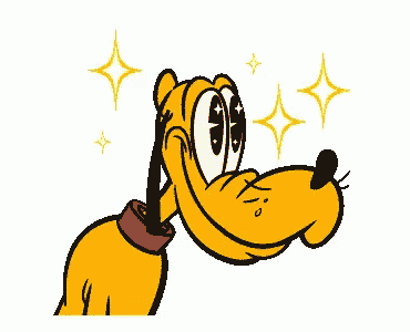 a cartoon dog with a red collar is smiling and looking up at the sky .