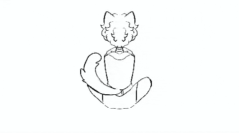 a black and white drawing of a girl in a cat costume sitting on the floor .