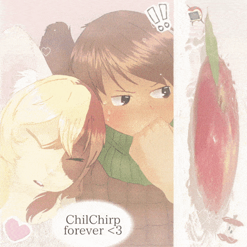 a drawing of a boy and a girl with the words " chilchirp forever < 3 "
