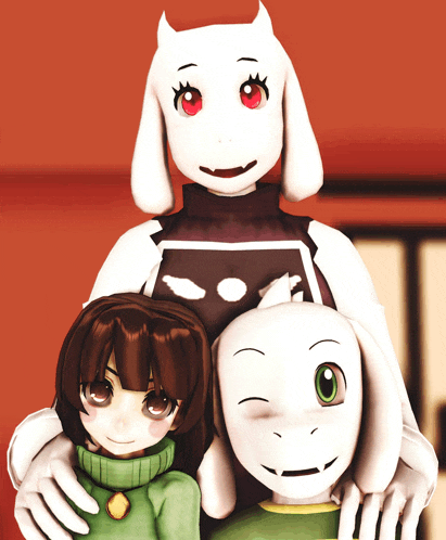 a group of cartoon characters are posing for a photo