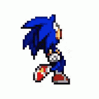 a pixel art drawing of sonic the hedgehog holding a soccer ball