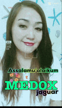 a picture of a woman with the name medox jaguar on the bottom