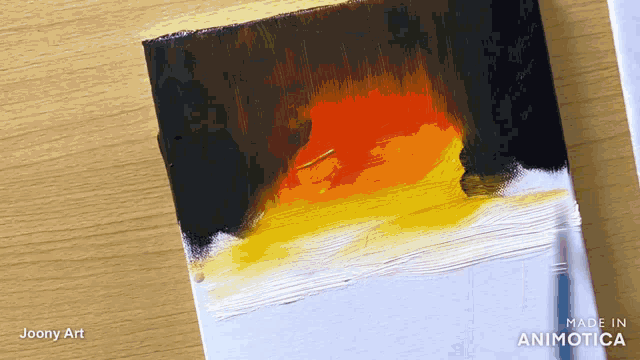 a painting that was made in animatica is sitting on a table