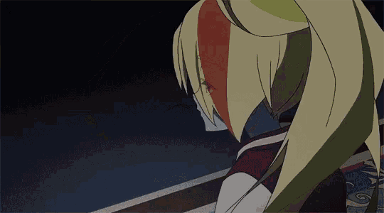 a drawing of a girl with a ponytail and red and green stripes on her face