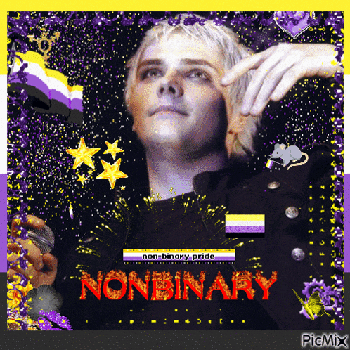 a picture of a man with the word nonbinary written on it
