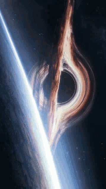 an artist 's impression of a black hole in the middle of space
