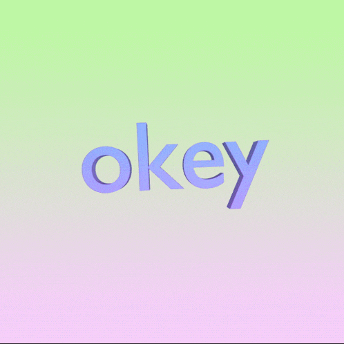 a 3d rendering of the word okey on a green and pink background
