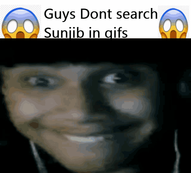a picture of a man with the words " guys dont search sunjib in gifs " above it