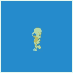 a cartoon of squidward from spongebob squarepants is standing on a blue background