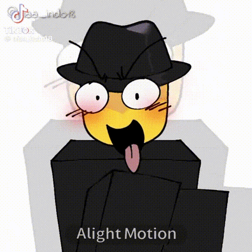 a cartoon character is wearing a black hat and sticking out his tongue with the words alight motion below him