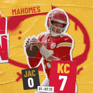 a poster for the kansas city chiefs shows a player holding a football