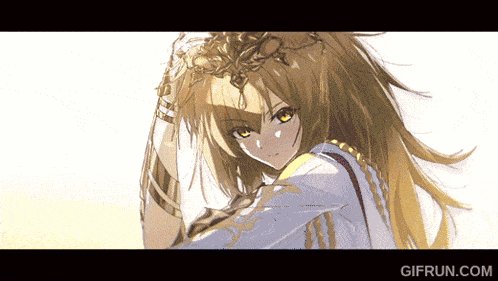 a gif from gifrun.com shows a girl with long hair and a crown on her head