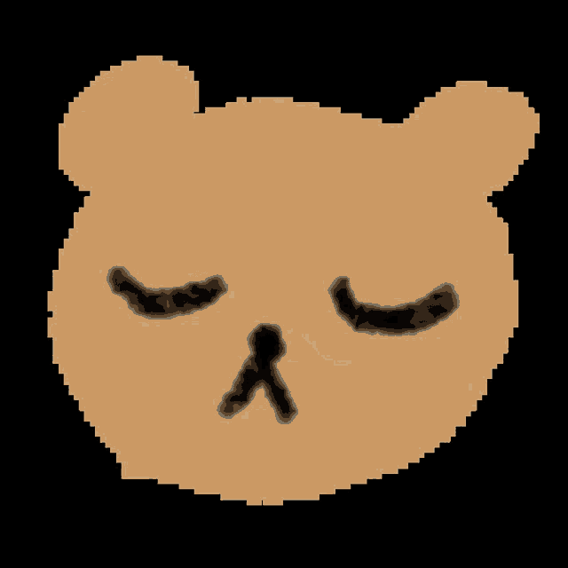 a pixel art of a bear 's face with its eyes closed