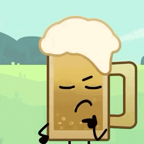 a cartoon drawing of a beer mug with foam on top .