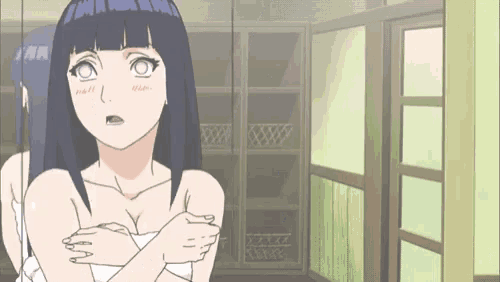 a cartoon of a girl with a towel around her torso