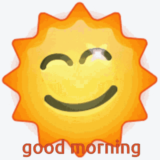 a picture of a smiling sun with the words good morning written below it