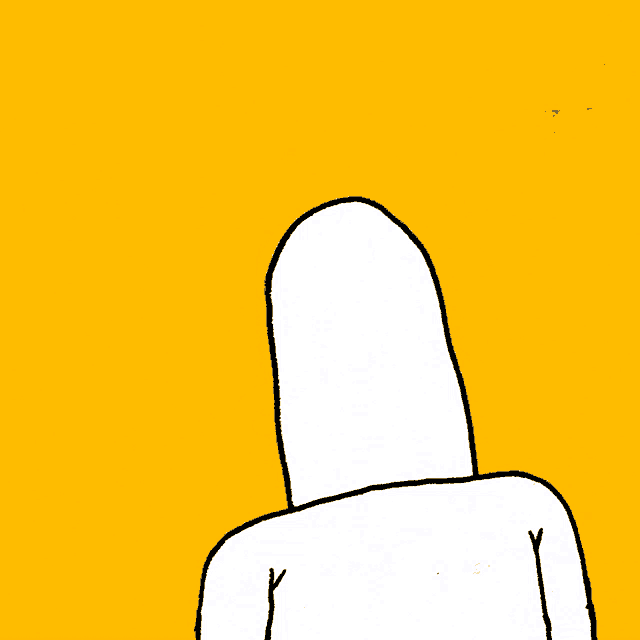a drawing of a person smoking a cigarette with a yellow background