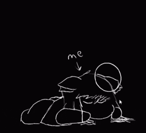 a black and white drawing of a person with the word me written below