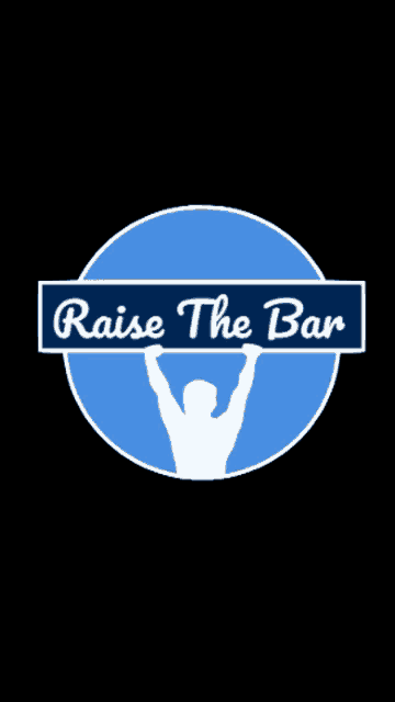 a silhouette of a person holding up a banner that says raise the bar