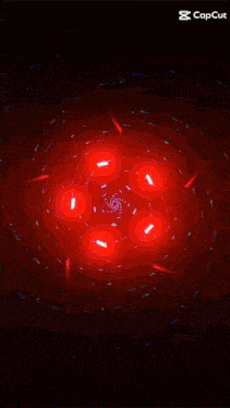 a screen shows a red swirl and says capcut