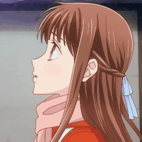 a girl with long brown hair is wearing a scarf and a red jacket