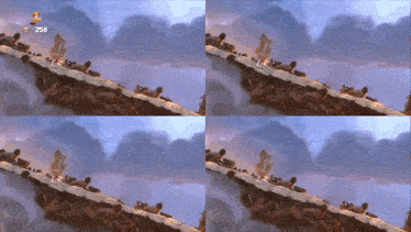 four images of a video game with the number 258 on the bottom left