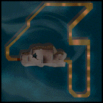 a computer generated image of a race track with the number 4