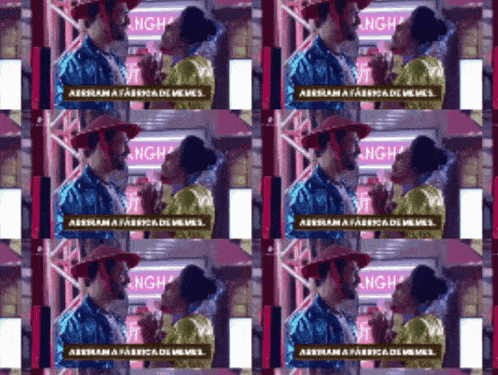 a seamless pattern of a man in a cowboy hat talking to a woman with the words abslam a fabrica de memes