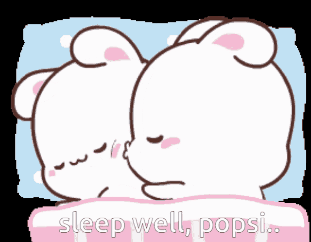 a couple of bears laying in bed with the words sleep well popsi written on the bottom