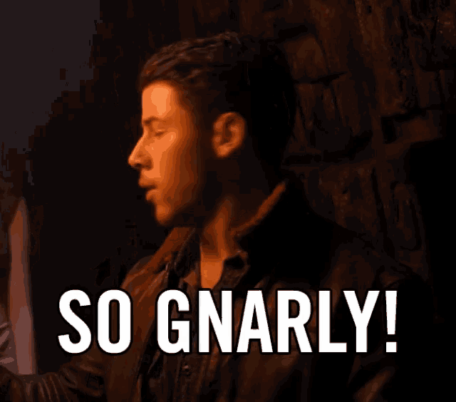 a man says so gnarly in front of a wooden wall