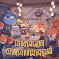 a happy birthday banner is displayed in a video game