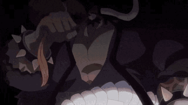 a close up of a man 's face with tears coming out of it