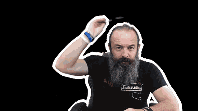 a man with a beard wearing a fisherman 's shirt
