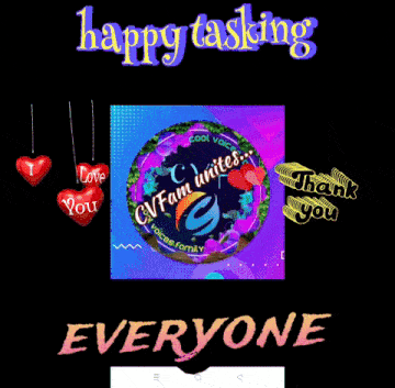 a picture of a woman in a circle with the words happy tasking everyone