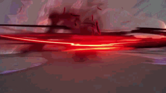 a girl is flying through the air in a video game while holding a red sword .