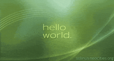a green background that says hello world