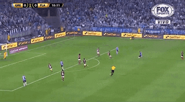 a soccer game is being broadcasted on fox sports