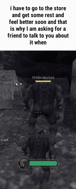 a screenshot of a video game with the caption " i have to go to the store and get some rest "