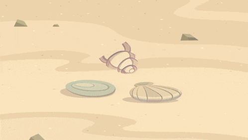 a cartoon girl in a purple dress is sitting on a rock holding a shell
